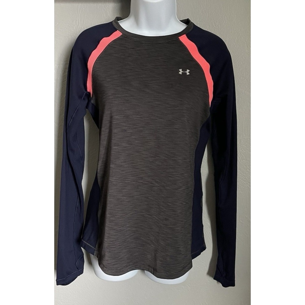Under Armour COLDGEAR Fitted Shirt‎ Womens Medium Gray Long Sleeve Fleece Lined